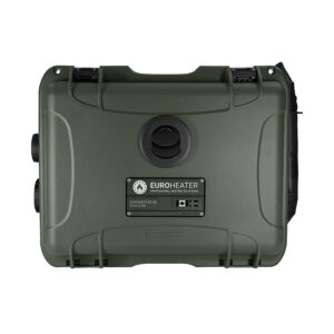 Portable EuroHeater 2D air heater in a robust Nanuk case, designed for extreme conditions with shockproof and water-repellent protection.